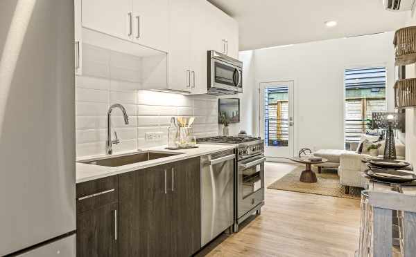 View from the Kitchen to the Living Room at 4801C Dayton Ave N, One of the Ari Townhomes