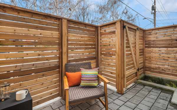 Patio Off the First Floor Bedroom at 6539F 4th Ave NE, a Bloom Townhome