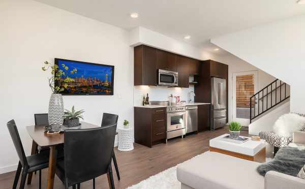 Dining Room and Kitchen of Unit F in Centro Townhomes