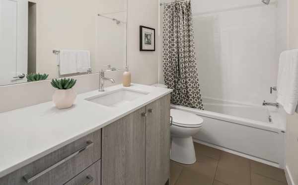First Bathroom in One of the Hawk's Nest Townhomes at 1541B 14th Ave