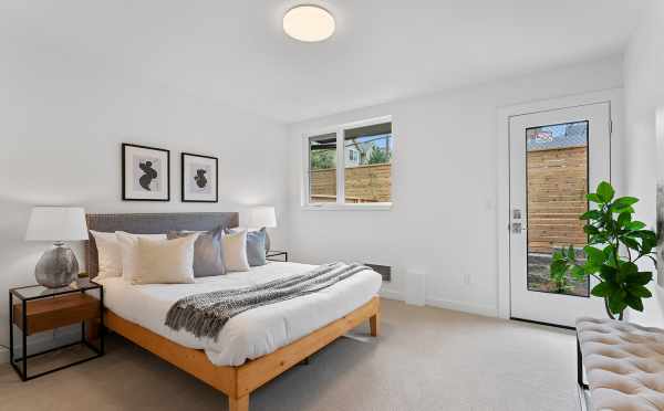 First-Floor Bedroom at 6415 14th Ave NW, One of the Oleana Townhomes by Isola Homes