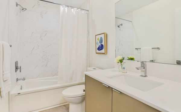 First-Floor Bathroom at 8364 14th Ave NW, One of the Thoren Townhomes in Crown Hill