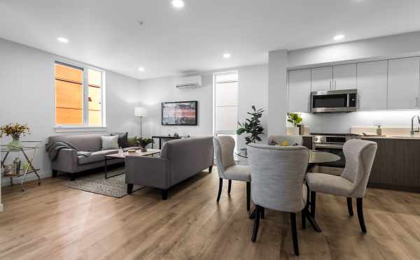 View of the Living Room and Dining Area at 8559 Mary Ave NW in The Trondheim in Crown Hill