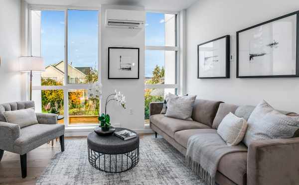 Living Room at 2310 W Emerson St, a Walden Townhome by Isola Homes