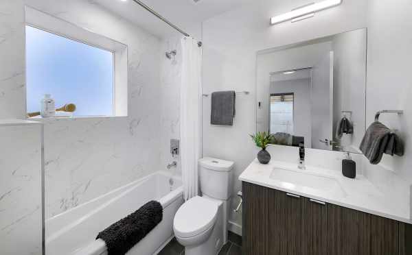 First-Floor Bath at 4719A 32nd Ave S, One of the Lana Townhomes in Columbia City