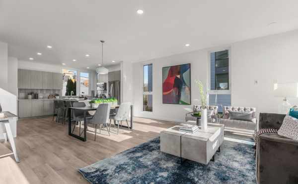 Living Room, Dining Area, and Kitchen at 1647 22nd Ave, One of the Central 22 Townhomes