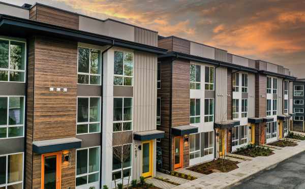 Exterior of the Zinnia Townhomes, Part of the Flora Collection in the Greenwood Neighborhood of Seattle