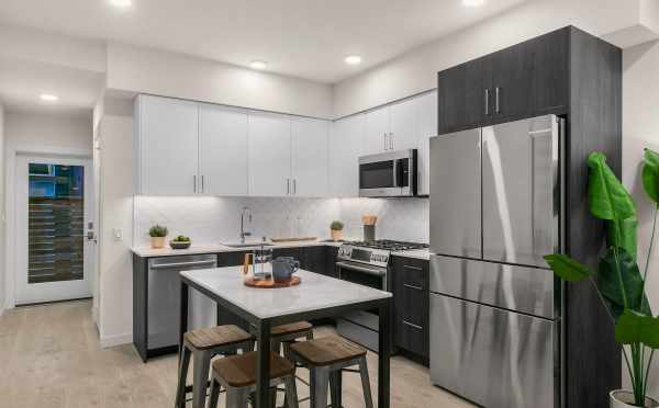 Kitchen and Dining Area at 1419 E Harrison St, One of the Mika Townhomes by Isola Homes