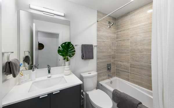 First-Floor Bathroom at 8509B 16th Ave NW, One of the Ryden Townhomes in Crown Hill