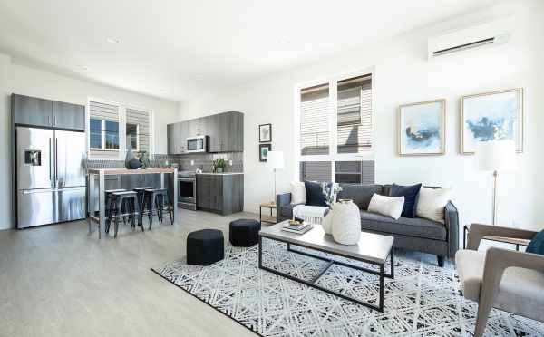 Living Room and Kitchen at 1734A NW 62nd St, One of the Taran Townhomes in Ballard