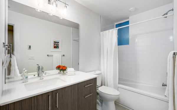 First Floor Bathroom at One of the Walden Townhomes by Isola Homes