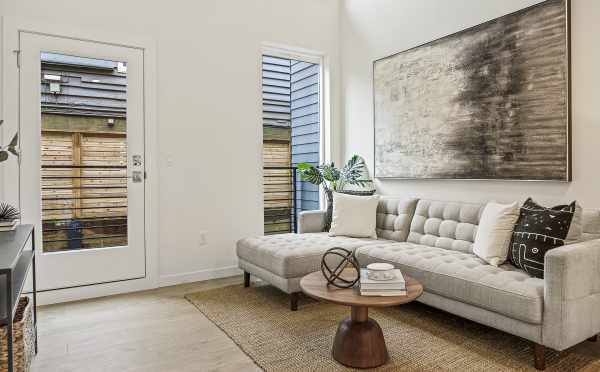 Living Room at 4801C Dayton Ave N, One of the Ari Townhomes in Fremont by Isola Homes
