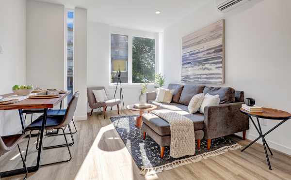 Living Room and Dining Area at 8505 16th Ave NW, One of the Alina Townhomes