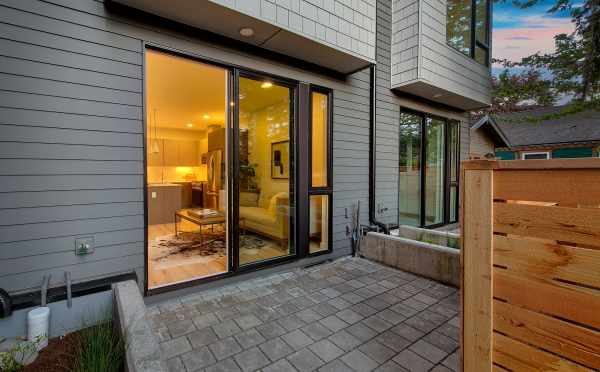 Patio Off the Living Room at 7053 9th Ave NE, One of the Clio Townhomes