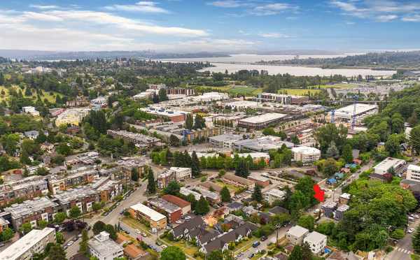 Aerial View of the Tremont Townhomes and Lake Washington