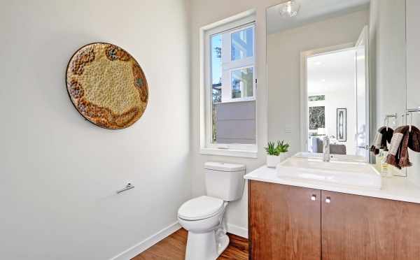 Powder Room on the First Floor of a New Home in Kirkland
