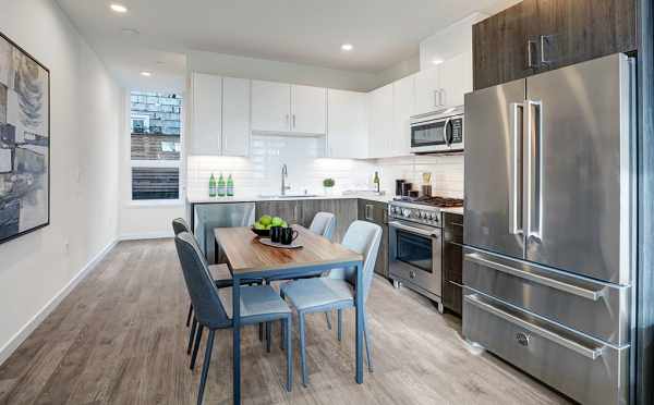 Dining Area and Kitchen in One of the Avery Townhomes in Green Lake