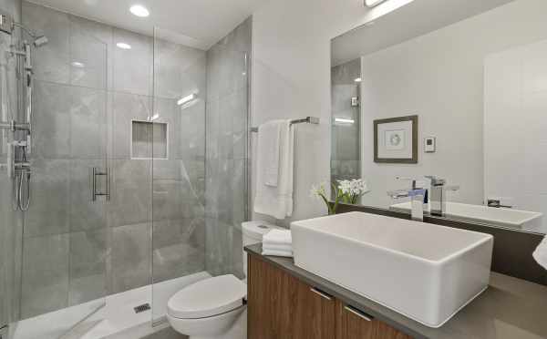 Owner's Suite Bath at 1327 NW 85th St, One of the Thoren Townhomes in Crown Hill