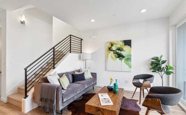 Living Room at 7213 5th Ave NE, One of the Verde Towns 3 Homes in Green Lake