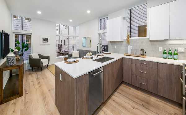 View from the Kitchen to the Living Room at 8551A Midvale Ave N