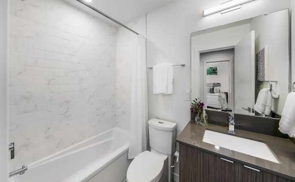 First Bathroom at 10419 Alderbrook Pl NW, One of the Zinnia Townhomes in Greenwood