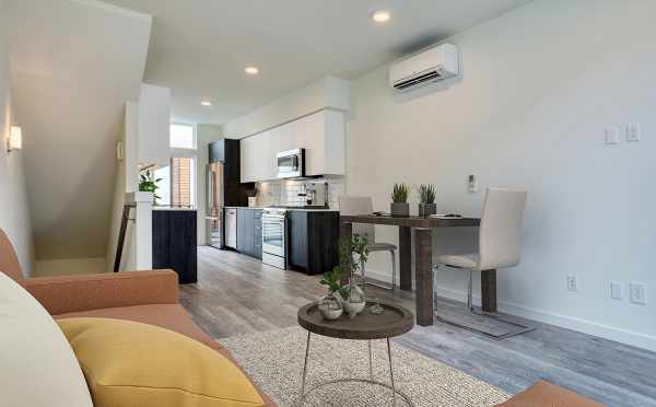 View from the Living Room to the Kitchen at 14339C Stone Ave N in the Maya Townhomes