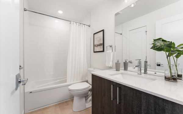 Second-Floor Bathroom at 1730C 11th Ave, One of the Altair Townhome by Isola Homes