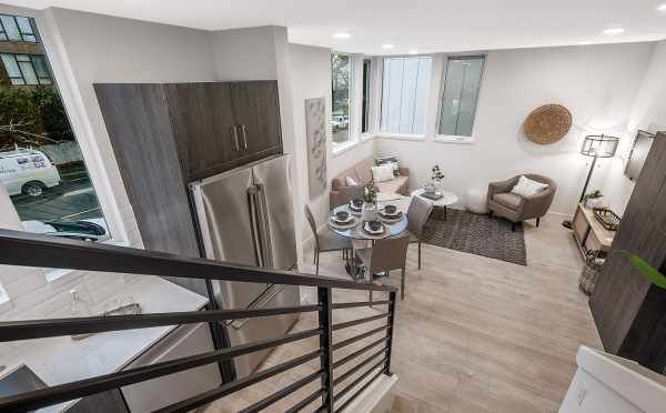 View from the Stairs to the Living Room and Dining Area at 1113F 14th Ave