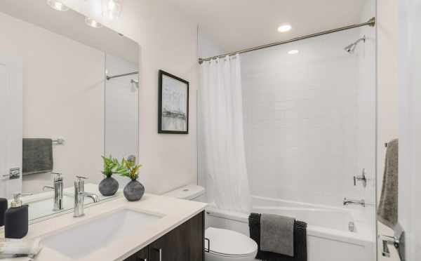 First Bathroom at 1419 E Harrison St, One of the Mika Townhomes