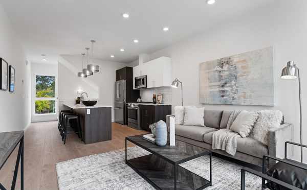 View from the Living Room to the Kitchen at 6415 14th Ave NW, One of the Oleana Townhomes