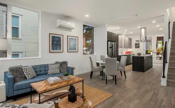 View from the Living Room into the Dining Room of Unit 408A at Oncore Townhomes