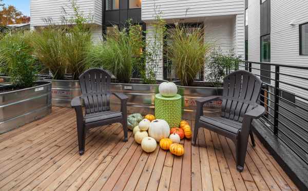 Semi-Private Deck Off the Kitchen in One of the Units of Oncore Townhomes