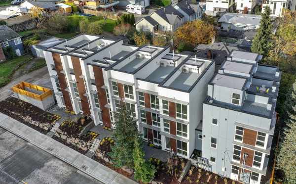 Aerial View of the Front and Roof Decks of the Walden Townhomes