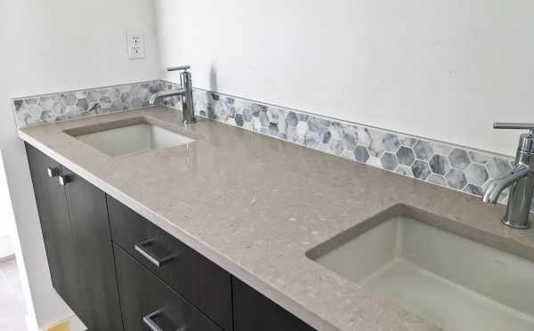 Beautiful Tile Work and Fixtures in the Master Bath of the Oncore Townhomes in Capitol Hill Seattle