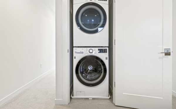 Washer and Dryer on the Third Floor of 4801C Dayton Ave N, One of the Ari Townhomes by Isola Homes in the Fremont Neighborhood of Seattle