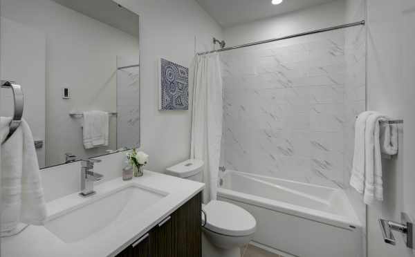 First Bathroom at 10429C Alderbrook Pl NW, One of the Jasmine Townhomes in Greenwood