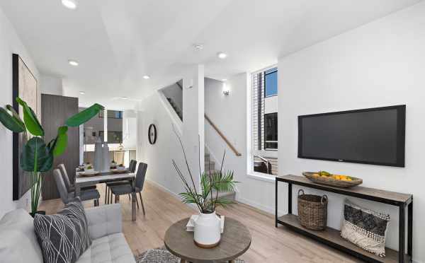 View from the Living Room to the Dining Area and Kitchen at 6309F 9th Ave NE