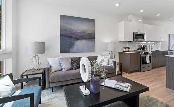 Living Room and Kitchen at 212B 18th Ave, One of the Amber Homes in the Cabochon Collection