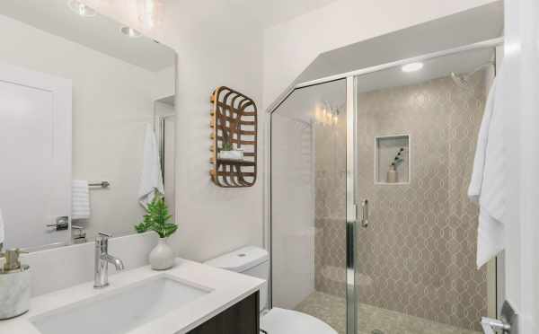 Owner's Suite Bath at 1419 E Harrison St., One of the Mika Townhomes in Capitol Hill