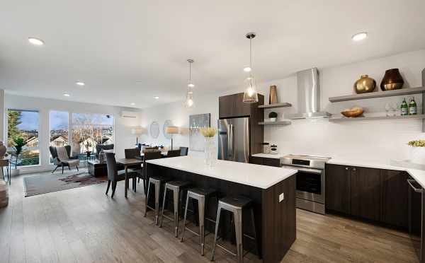 View from the Kitchen to the Living Room at the Twin II Duplex