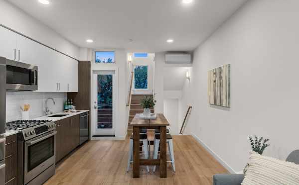 Kitchen and Dining Area at 145 22nd Ave E, One of the Zanda Townhomes in Capitol Hill