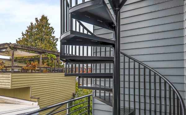 Spiral Staircase to the Roof Deck at 4801C Dayton Ave N