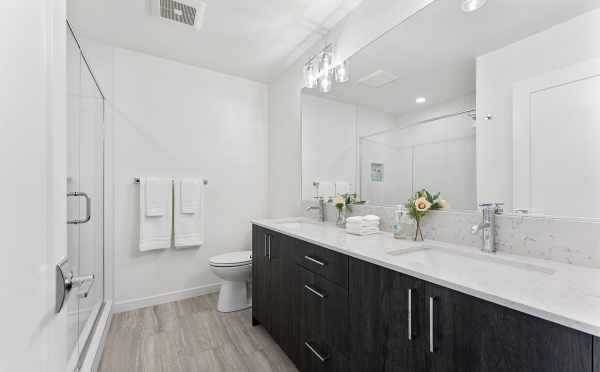 Owner's Suite Bath at 6415 14th Ave NW, One of the Oleana Townhomes in Ballard