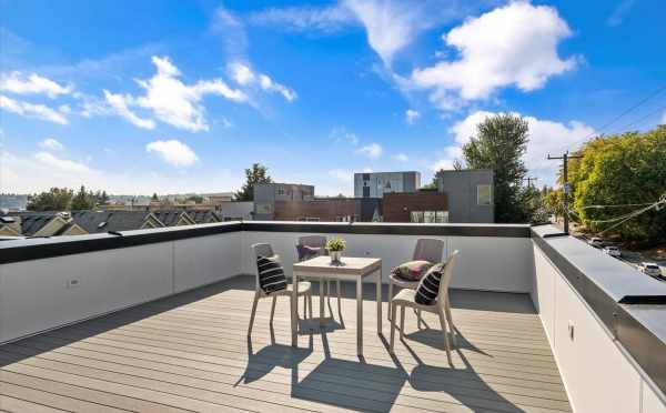 Roof Deck at 6421 14th Ave NW, One of the Oleana Townhomes in Ballard by Isola Homes