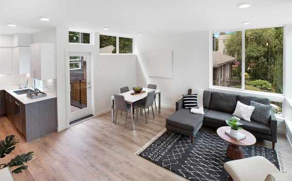 View of the Living Room and Dining Area at One of the Tremont Townhomes in University District