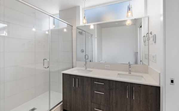 Owner's Suite Bathroom at 6313C 9th Ave NE in Zenith Towns West by Isola Homes