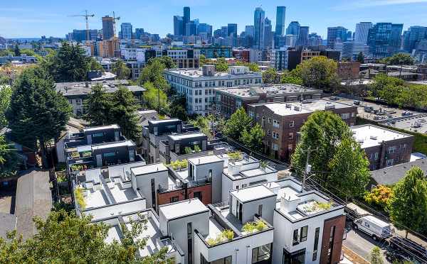 Aerial View of the Core 6.1 Townhomes and Seattle