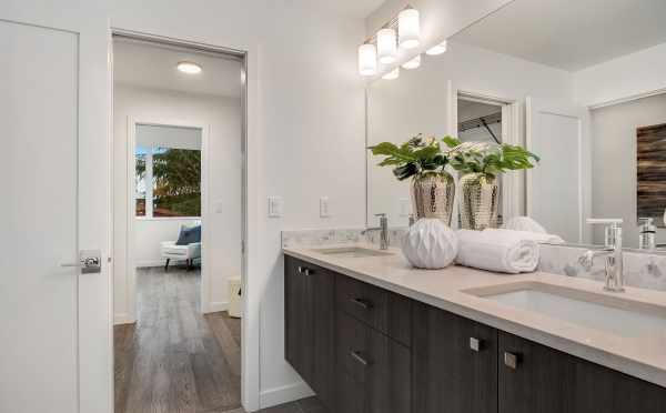 View from Master Bath to Master Bedroom of Unit 408A at Oncore Townhomes in Capitol Hill