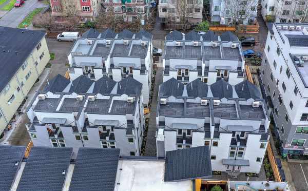 Aerial View of the Roof Decks of the Fattorini Flats North and South Townhomes