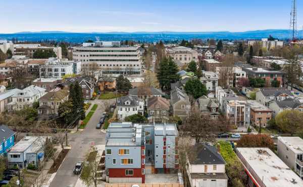 Aerial View of the Reflections Townhomes and Downtown Bellevue